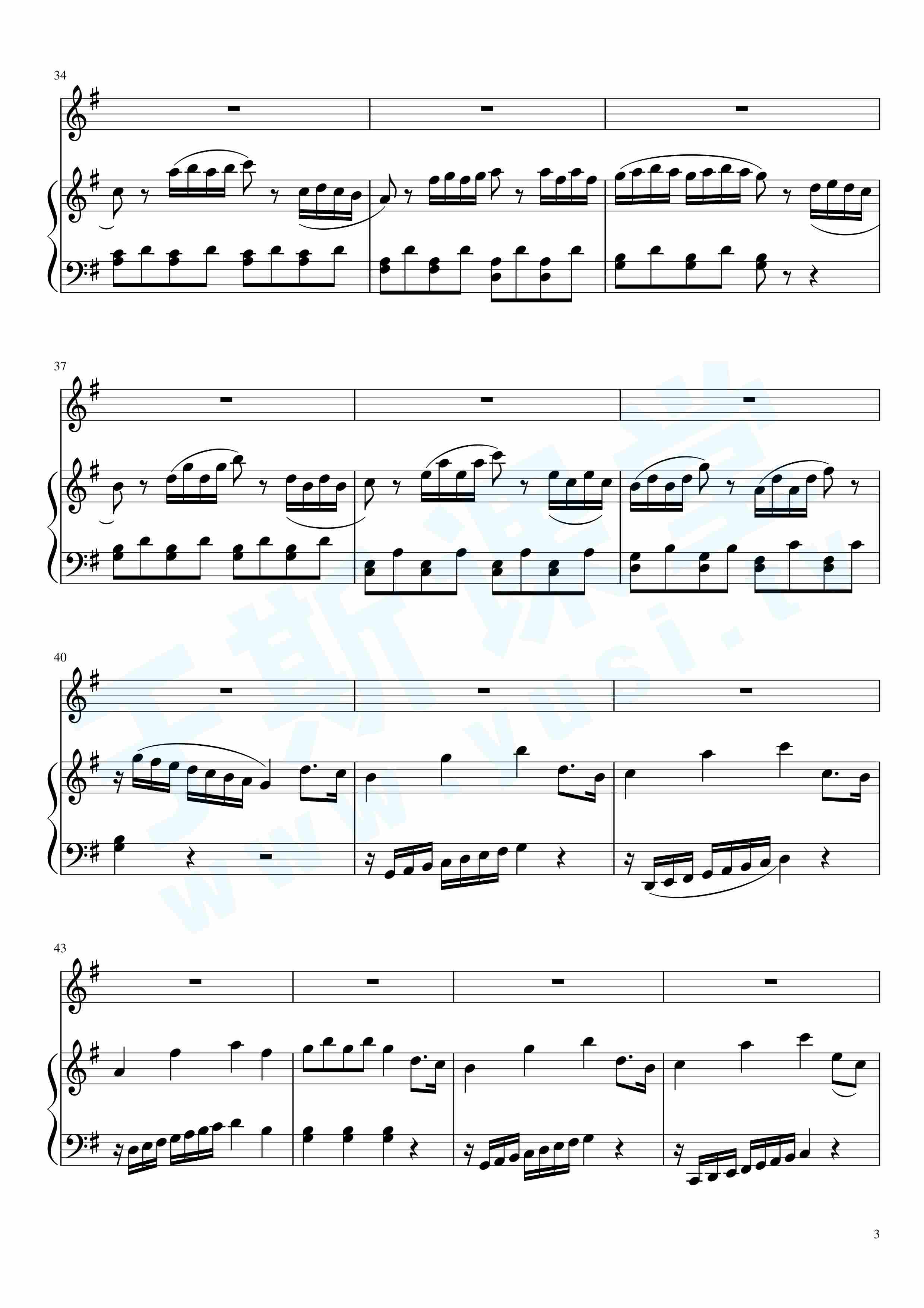 魔笛主题变奏曲钢琴谱-单手-索尔-琴艺谱