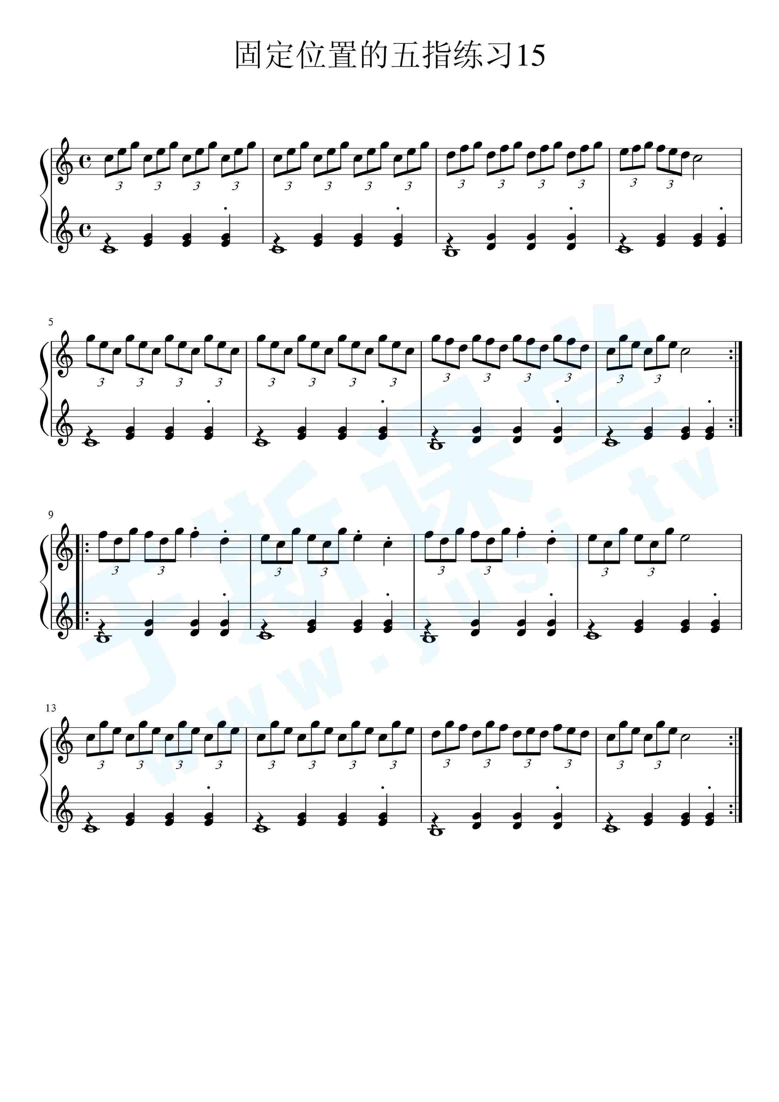 车尔尼599 no15钢琴曲谱,于斯课堂精心出品