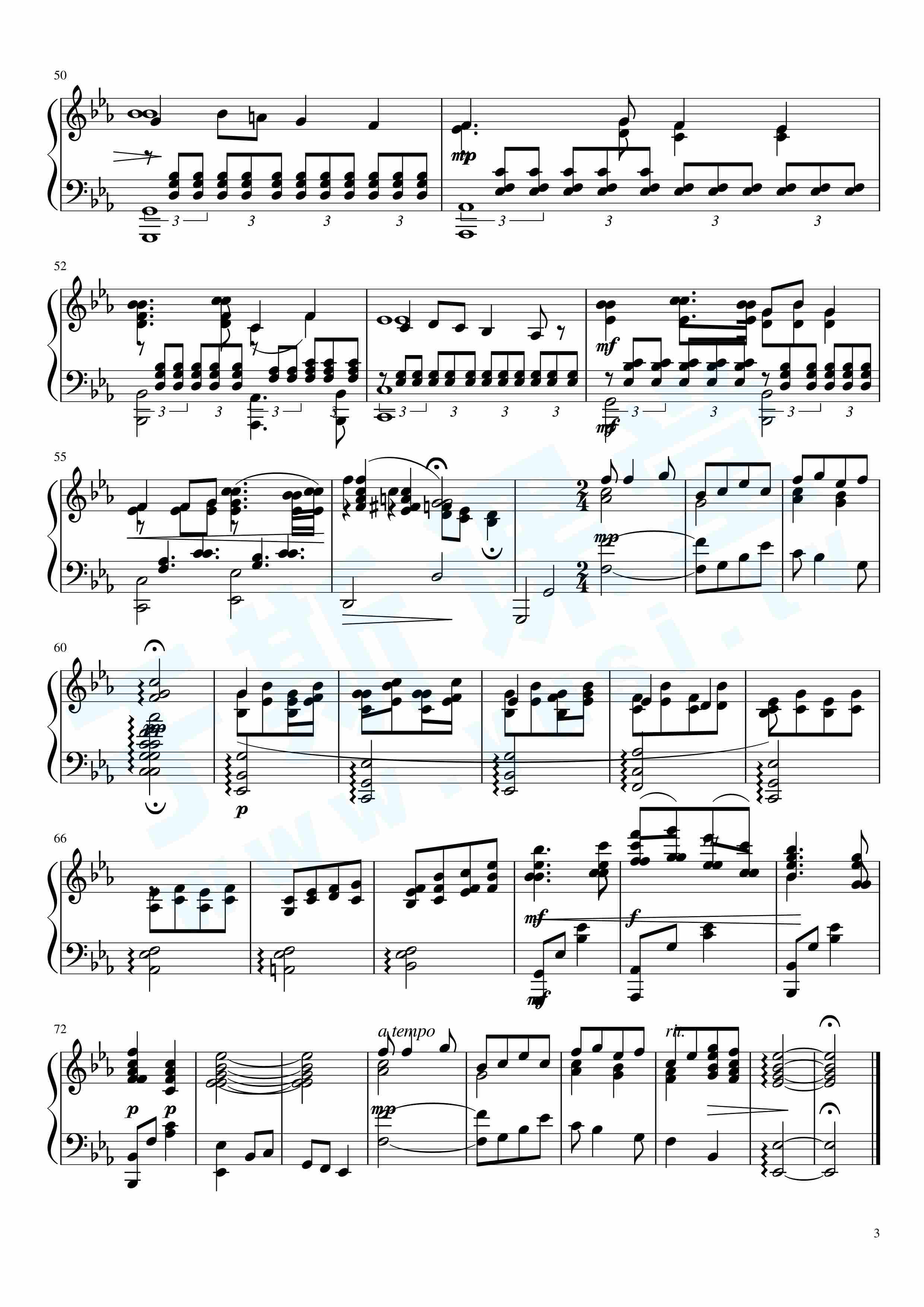 《黄水谣》 完整版钢琴曲谱,于斯课堂精心出品